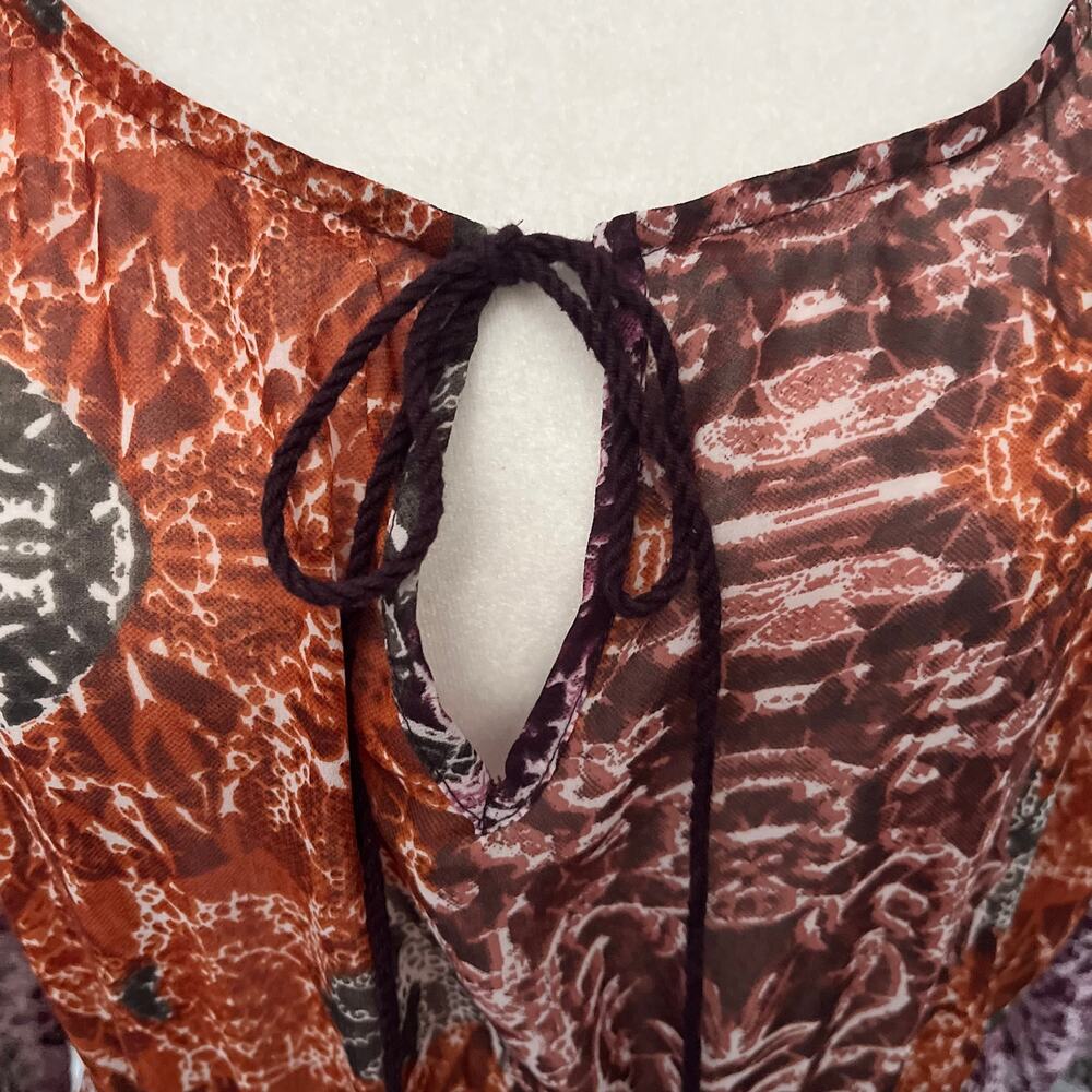 Earthbound Trading Boho Festival Maxi Dress Sz L Tassel Hippie Sheer Empire - Picture 4 of 15
